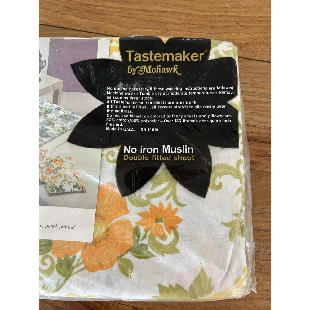 Vintage Tastemaker by Mohawk‎ No-Iron Muslin Fitted Sheet Victorian Rose
